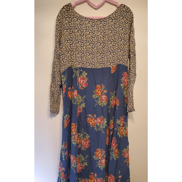 Vintage 90s Grunge T.T. Mar Rayon Smock Dress - Picture 2 of 5